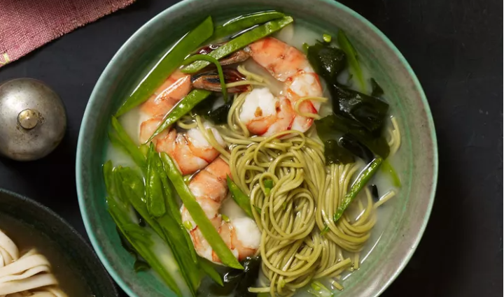 Miso Soup Noodles with Shrimp & Green Tea Soba